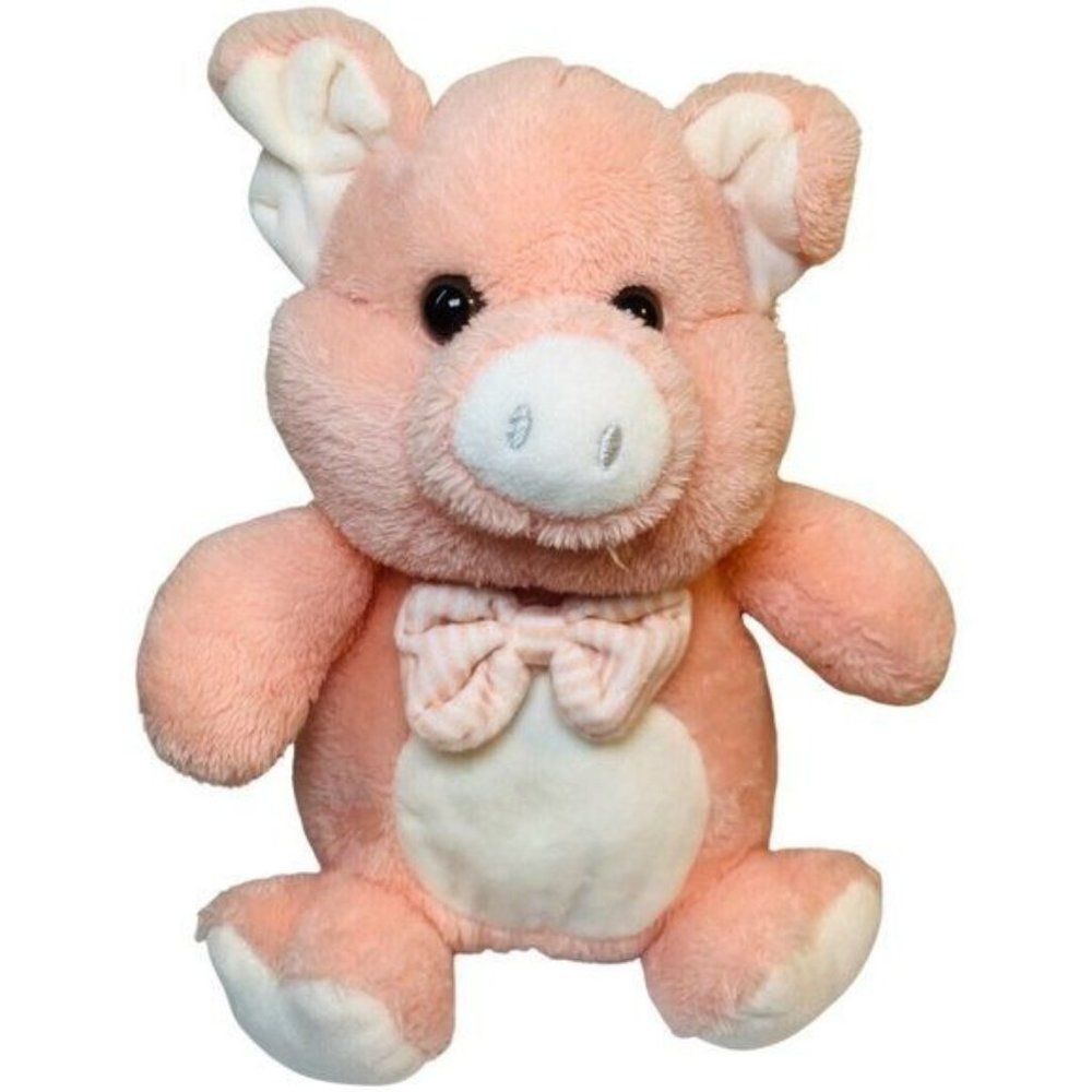 2019 KellyToy Pink Pig Plush Piggy With Bow tie Stuffed Animal Toy Lovey 12”